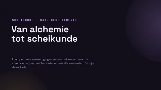 Titeldia van de presentatie ‘Geschiedenis van de chemie’