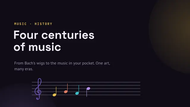 Cover of the presentation “History of music”