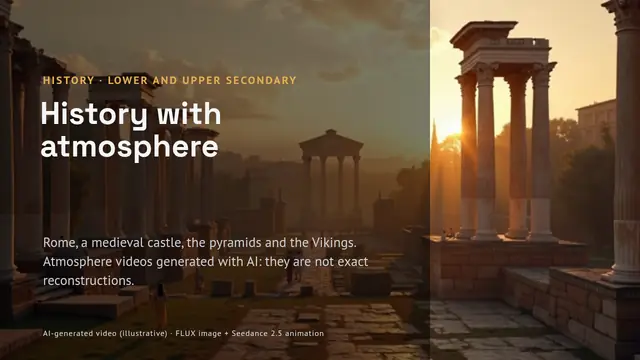Cover of the presentation “History with atmosphere: Rome, castles, pyramids and Vikings”