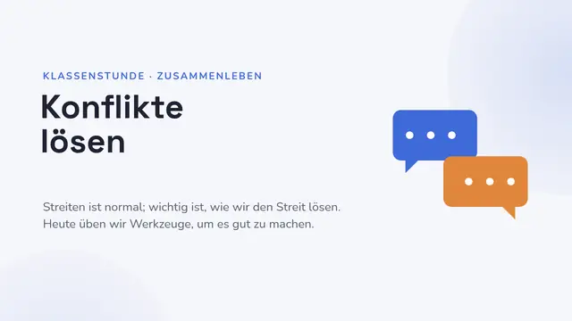 Titelfolie der Präsentation „Klassenlehrerstunde: Konflikte lösen“