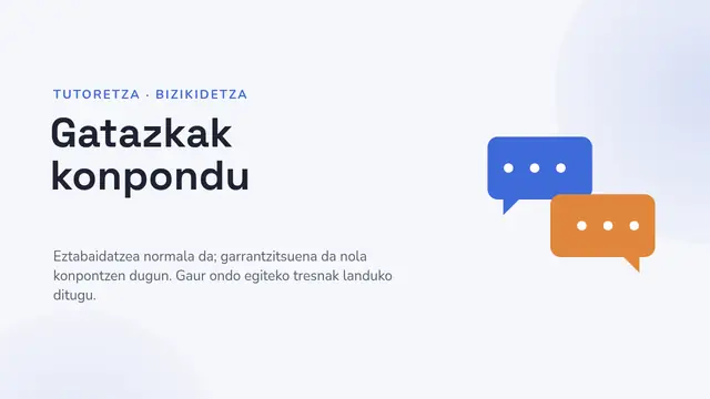 «Tutoretza: gatazkak konpontzea» aurkezpenaren azala