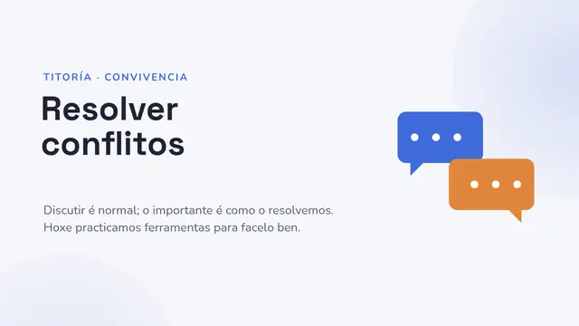 Portada da presentación «Titoría: resolver conflitos»