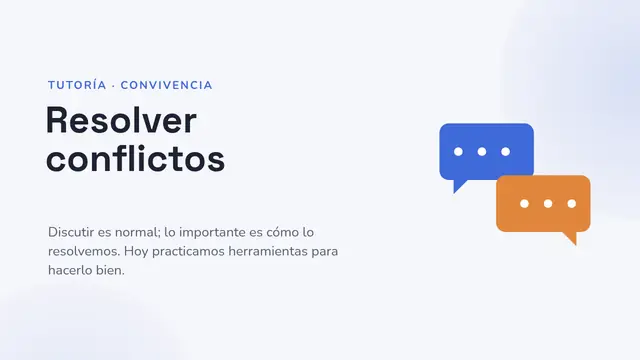 Portada de la presentación «Tutoría: resolver conflictos»
