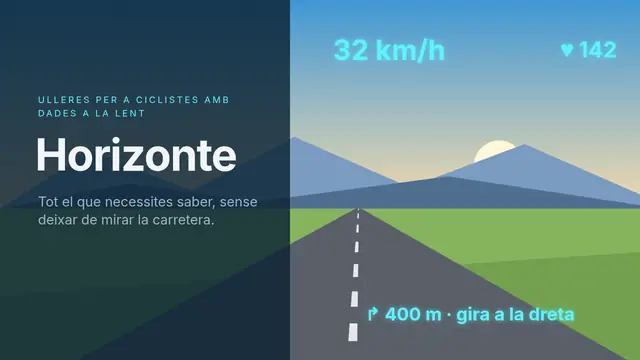Portada de la presentació «Horizonte: ulleres amb dades per a ciclistes»