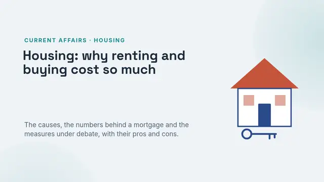 Cover of the presentation “Housing: why renting and buying cost so much”