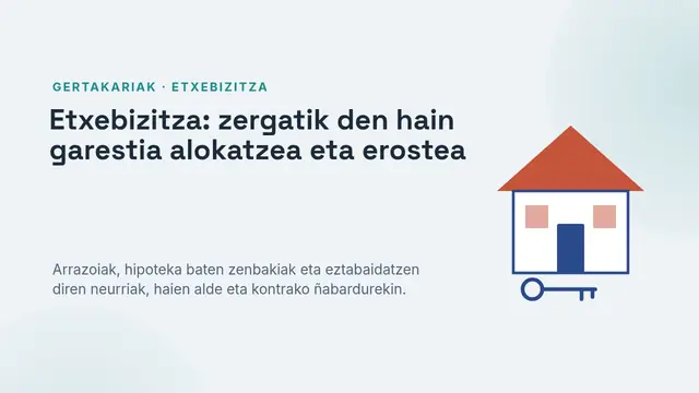 «Etxebizitza: zergatik den hain garestia alokatzea eta erostea» aurkezpenaren azala
