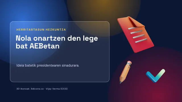 «Nola onartzen den lege bat AEBetan» aurkezpenaren azala