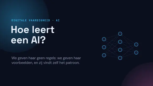 Titeldia van de presentatie ‘Hoe leert een AI?’