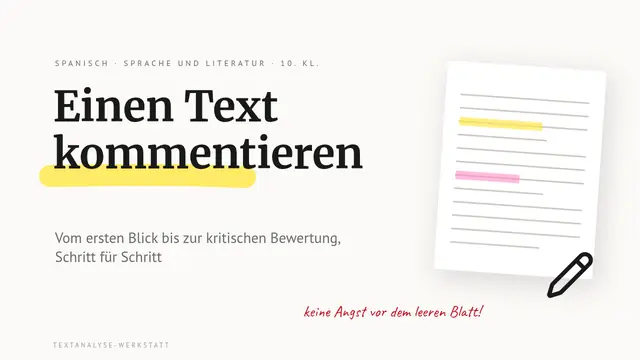 Titelfolie der Präsentation „Wie man einen Text kommentiert“