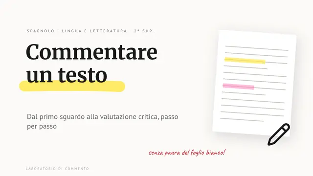 Copertina della presentazione «Come commentare un testo»