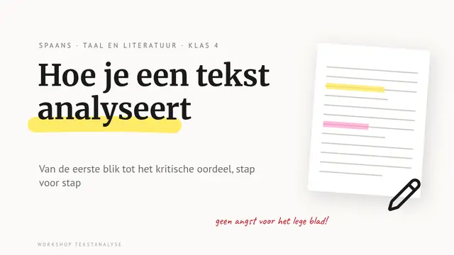 Titeldia van de presentatie ‘Hoe je een tekst analyseert’