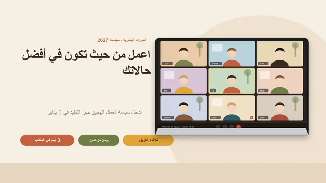 غلاف العرض التقديمي «سياسة العمل الهجين»