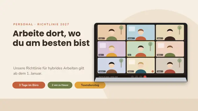 Titelfolie der Präsentation „Richtlinie für hybrides Arbeiten“