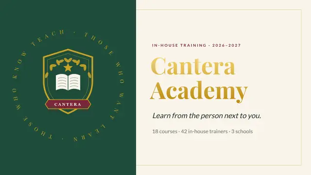 Cover of the presentation “In-house training academy”