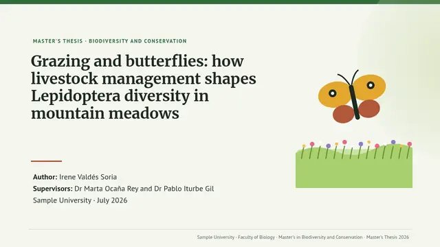 Cover of the presentation “Master's thesis defence: Conservation Biology”