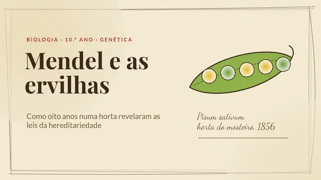 Capa da apresentação «Mendel e as ervilhas»