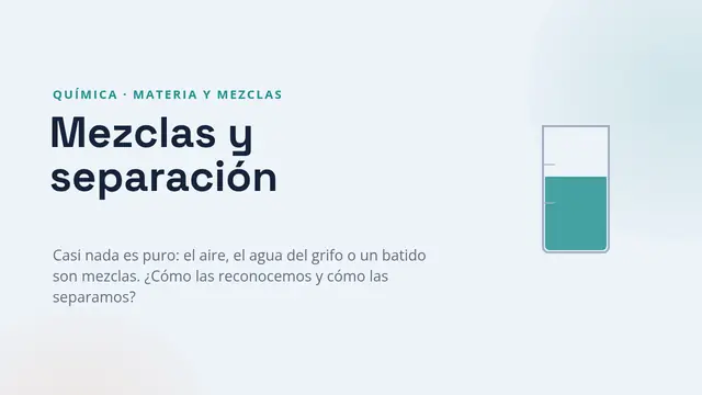 Portada de la presentación «Mezclas y separación»