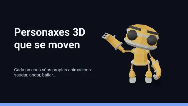 Portada da presentación «Personaxes 3D en movemento»