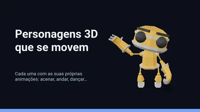 Capa da apresentação «Personagens 3D em movimento»