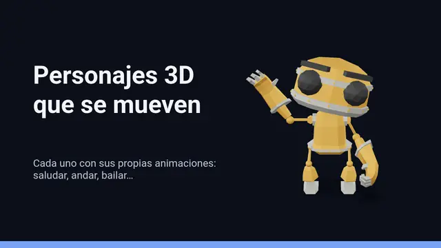 Portada de la presentación «Personajes 3D en movimiento»