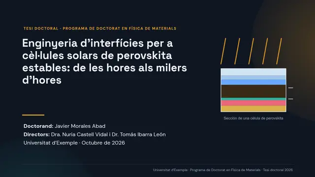 Portada de la presentació «Defensa de tesi doctoral: Física de materials»