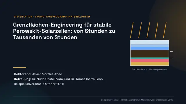 Titelfolie der Präsentation „Verteidigung der Doktorarbeit: Materialphysik“