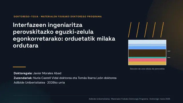 «Doktorego-tesiaren defentsa: Materialen fisika» aurkezpenaren azala