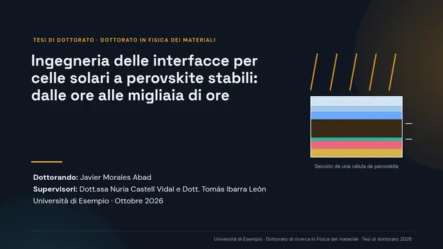 Copertina della presentazione «Discussione della tesi di dottorato: Fisica dei materiali»
