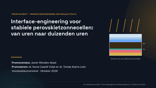 Titeldia van de presentatie ‘Promotieverdediging: Materiaalfysica’