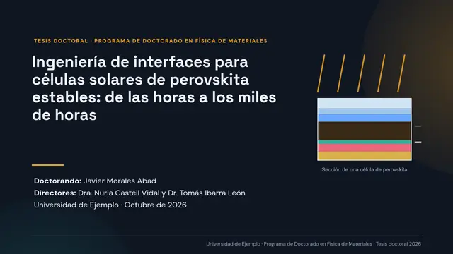 Portada de la presentación «Defensa de tesis doctoral: Física de materiales»