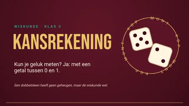 Titeldia van de presentatie ‘Kansrekening: geluk meten’