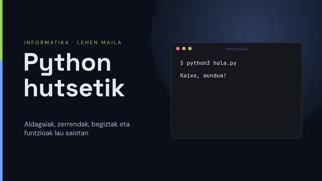 «Python programazioa» aurkezpenaren azala