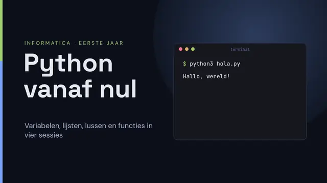 Titeldia van de presentatie ‘Programmeren in Python’