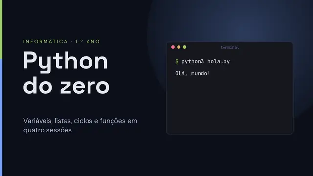 Capa da apresentação «Programação em Python»