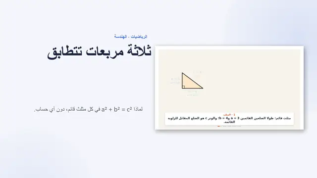غلاف العرض التقديمي «مبرهنة فيثاغورس، متحركة»
