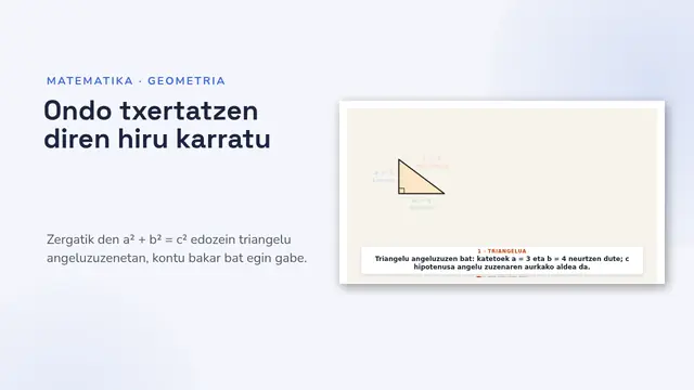 «Pitagorasen teorema, animatuta» aurkezpenaren azala