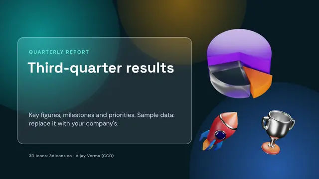 Cover of the presentation “Quarterly results in 3D icons”