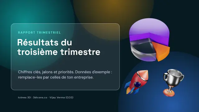 Couverture de la présentation « Résultats du trimestre en icônes 3D »