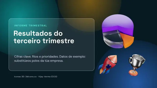Portada da presentación «Resultados do trimestre en iconas 3D»