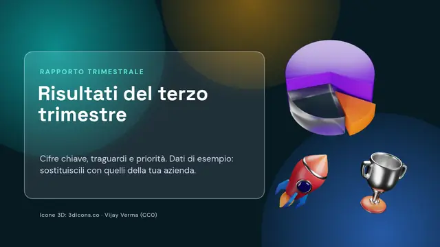 Copertina della presentazione «Risultati del trimestre in icone 3D»