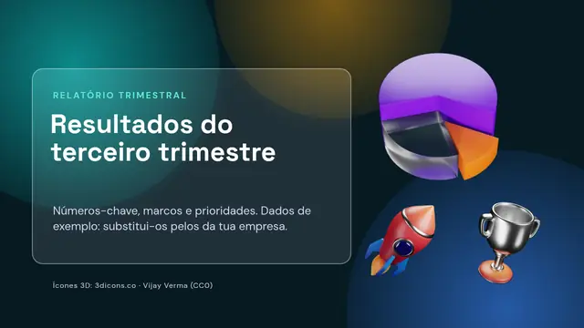 Capa da apresentação «Resultados do trimestre em ícones 3D»