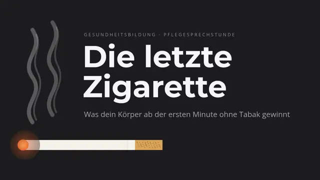 Titelfolie der Präsentation „Mit dem Rauchen aufhören: was dein Körper gewinnt“