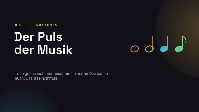 Titelfolie der Präsentation „Rhythmus und Notenwerte“