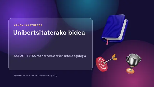 «Unibertsitaterako bidea: SAT, ACT eta eskaerak» aurkezpenaren azala