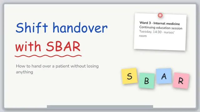 Cover of the presentation “Shift handover with SBAR”