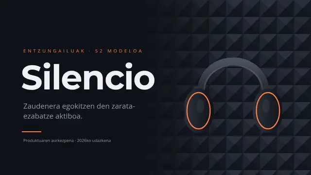 «Silencio: zarata ezabatzeko entzungailuak» aurkezpenaren azala