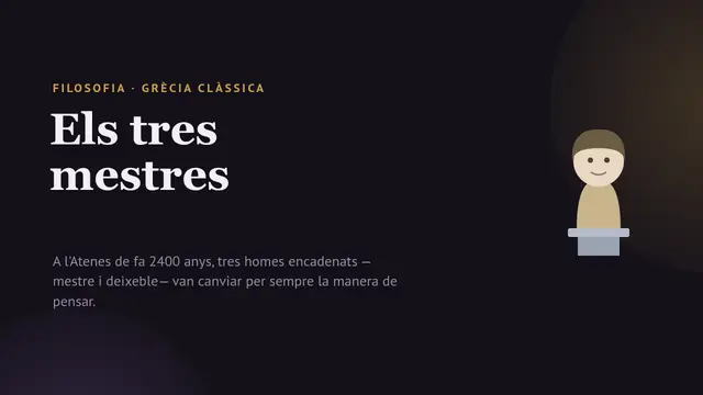 Portada de la presentació «Sòcrates, Plató i Aristòtil»
