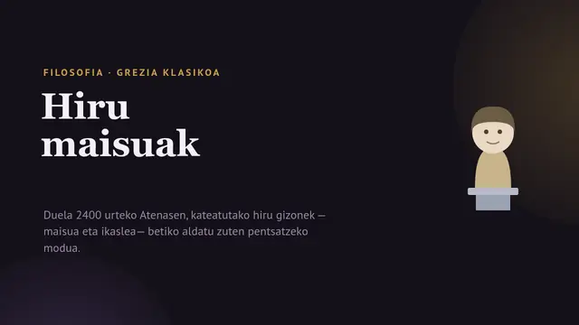 «Sokrates, Platon eta Aristoteles» aurkezpenaren azala