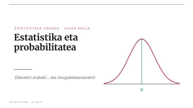 «Estatistika eta probabilitatea» aurkezpenaren azala