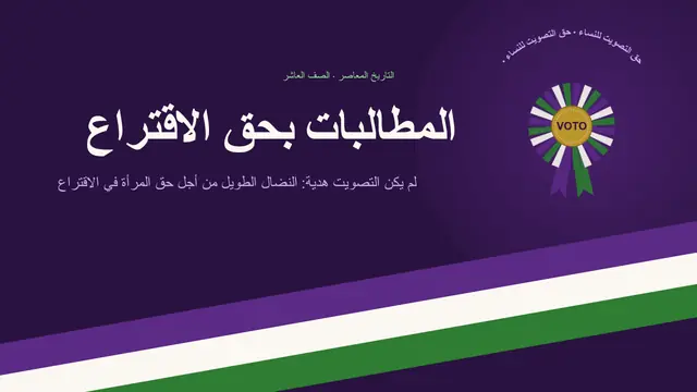 غلاف العرض التقديمي «المطالبات بحق الاقتراع: تصويت المرأة»